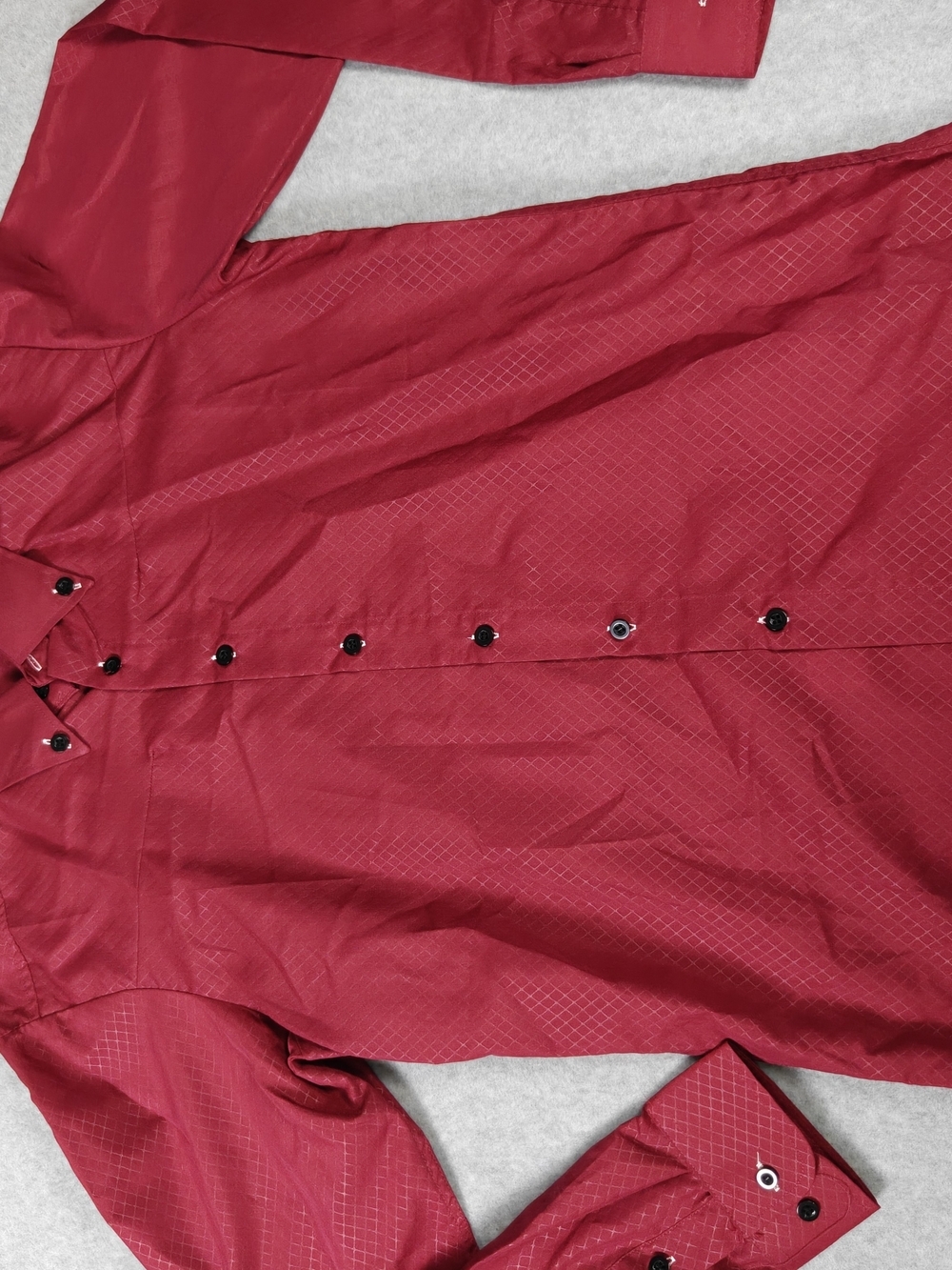 Men's Red Button-Up Dress Shirt - Picture 3 of 5